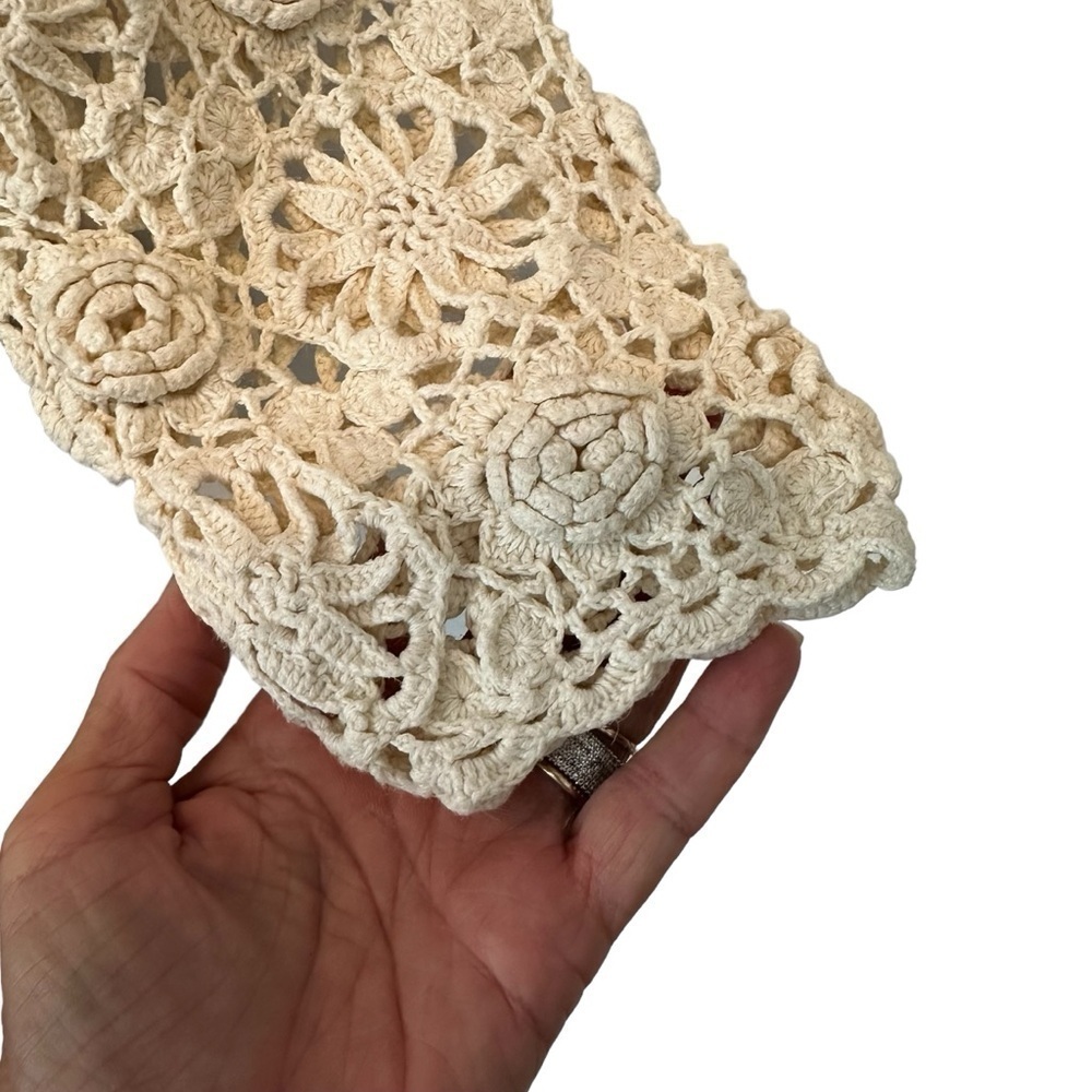 Vintage 90s Y2K Judy’s floral crochet cream sweater top in excellent condition - Picture 7 of 16